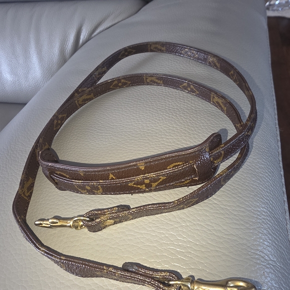 Louis Vuitton Accessories - AUTH LOUIS VUITTON Monogram Brown Adjustable Leather Strap with Gold Hardware